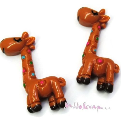 Girafes multicolore cabochons résine embellissement scrapbooking carte bijoux diy - 2 pièces