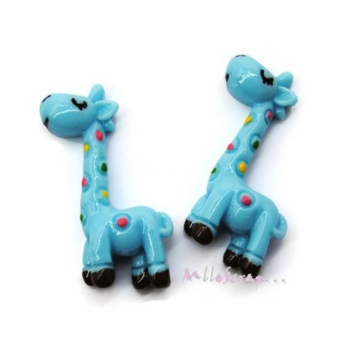Girafes multicolore cabochons résine embellissement scrapbooking carte bijoux diy - 2 pièces