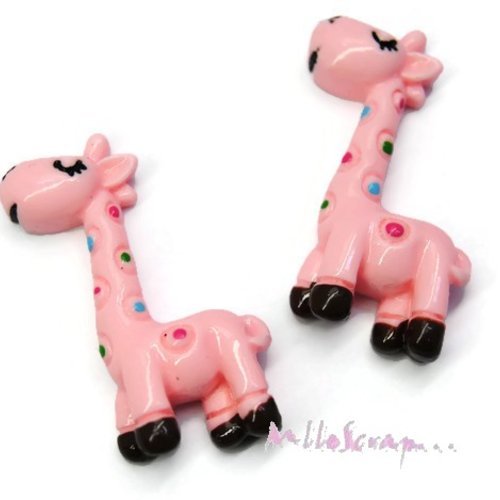 Girafes multicolore cabochons résine embellissement scrapbooking carte bijoux diy - 2 pièces
