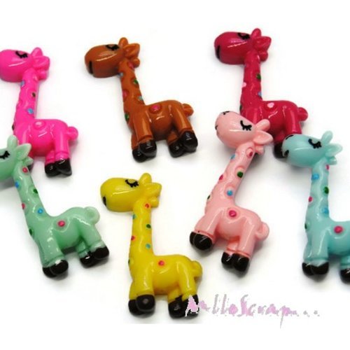 Girafes multicolore cabochons résine embellissement scrapbooking carte bijoux diy - 7 pièces