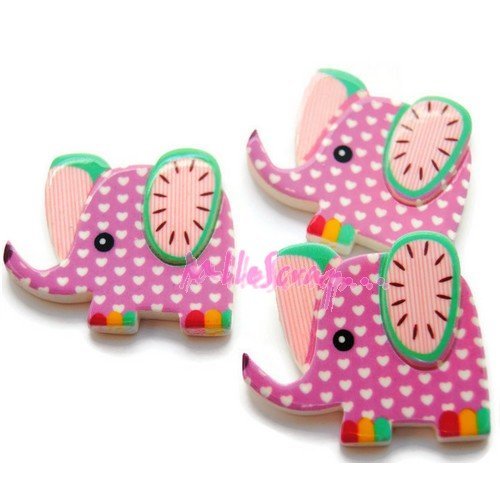 Cabochons éléphants résine violet embellissement scrapbooking bijoux diy - 3 pièces