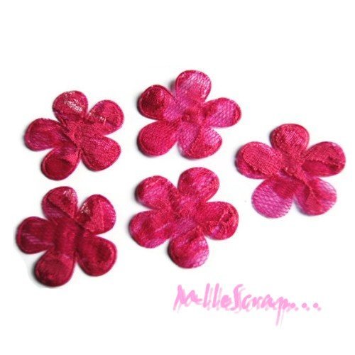 Fleurs rose foncé dentelle appliques tissu embellissement scrapbooking carte diy - 5 pièces
