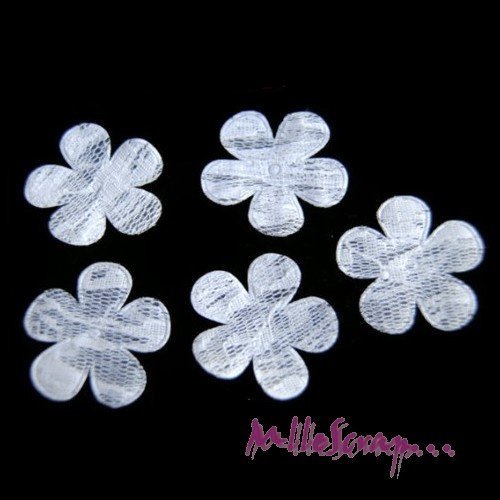 Fleurs blanc dentelle appliques tissu embellissement scrapbooking carte diy - 5 pièces