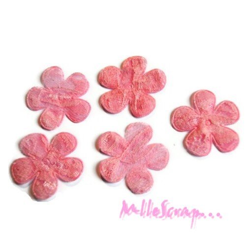 Fleurs rose clair dentelle appliques tissu embellissement scrapbooking carte diy - 5 pièces
