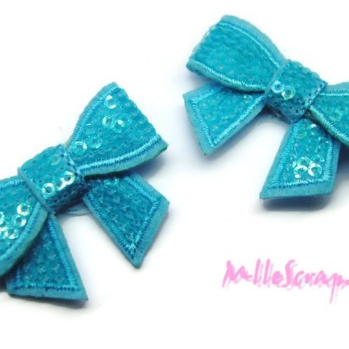 Nœuds tissu sequins embellissement scrapbooking carte bijoux couture diy - 2 pièces