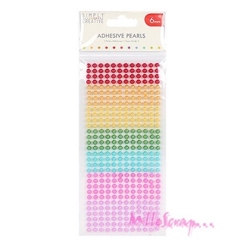 Demi perles autocollantes simply creative arc en ciel 6 mm embellissement scrapbooking carterie - 372 pièces