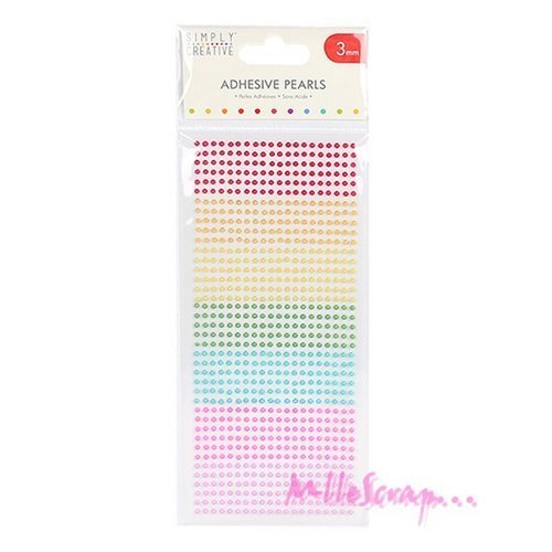Demi perles autocollantes simply creative arc en ciel 3 mm embellissement scrapbooking carterie - 800 pièces
