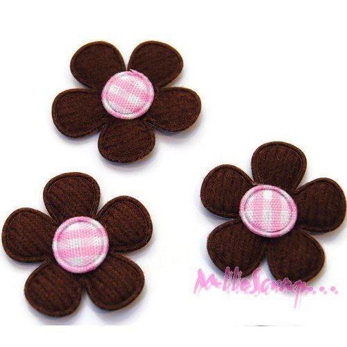 Petites fleurs appliques tissu embellissement scrapbooking carterie couture diy - 5 pièces