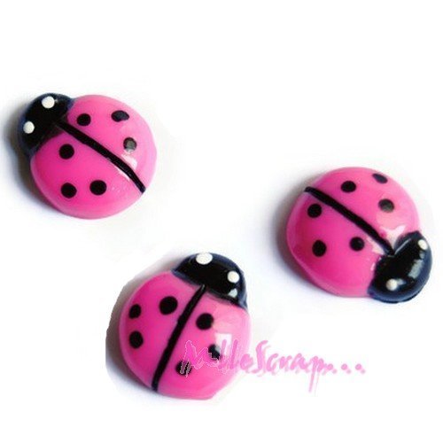 Coccinelles cabochons résine embellissement scrapbooking carterie bijoux diy - 3 pièces