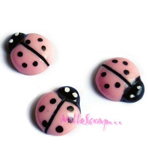 Coccinelles cabochons résine embellissement scrapbooking carterie bijoux diy - 3 pièces