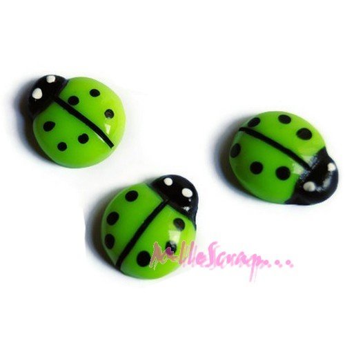 Coccinelles cabochons résine embellissement scrapbooking carterie bijoux diy - 3 pièces