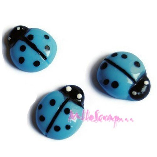 Coccinelles cabochons résine embellissement scrapbooking carterie bijoux diy - 3 pièces