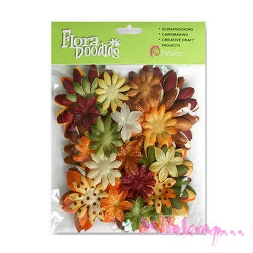 Gros lot fleurs tissu "petaloo" embellissement scrapbooking carterie diy - 50 pièces