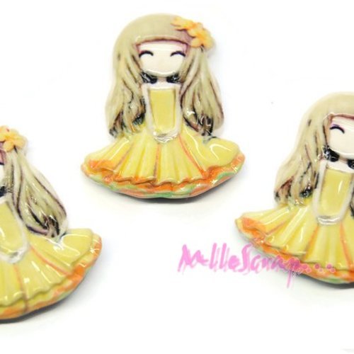 Cabochons petites filles résine embellissement scrapbooking carterie bijoux diy - 3 pièces