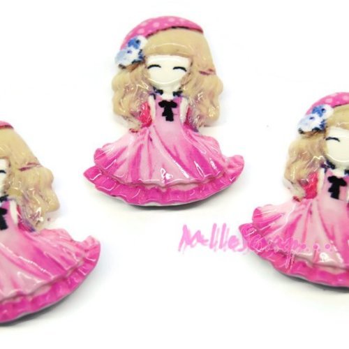 Cabochons petites filles résine embellissement scrapbooking carterie bijoux diy - 3 pièces