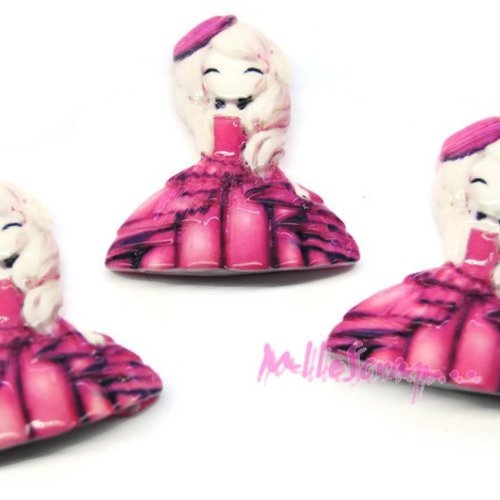 Cabochons petites filles résine embellissement scrapbooking carterie bijoux diy - 3 pièces