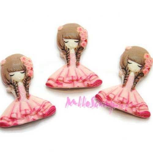 Cabochons petites filles résine embellissement scrapbooking carterie bijoux diy - 3 pièces