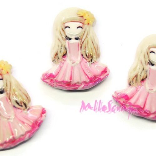 Cabochons petites filles résine embellissement scrapbooking carterie bijoux diy - 3 pièces