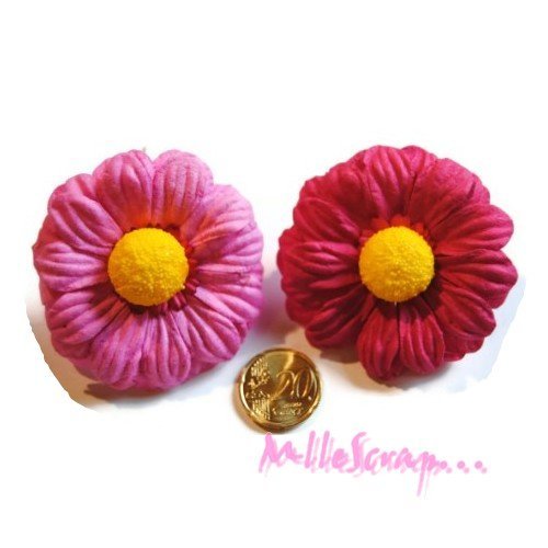 Grosses fleurs papier embellissement scrapbooking carterie diy - 2 pièces