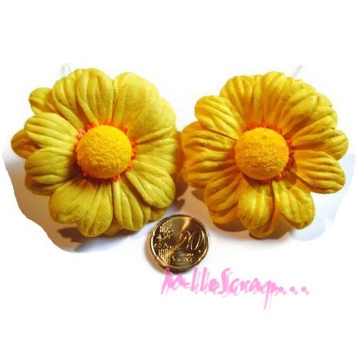 Grosses fleurs papier embellissement scrapbooking carterie diy - 2 pièces