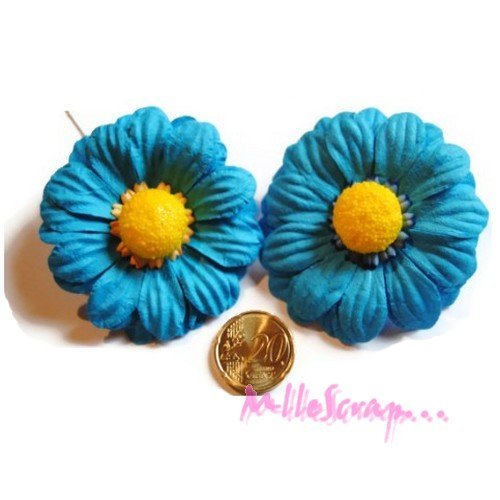 Grosses fleurs papier embellissement scrapbooking carterie diy - 2 pièces