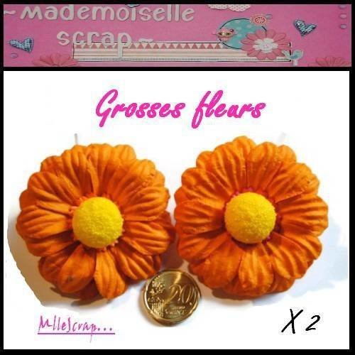 Grosses fleurs papier embellissement scrapbooking carterie diy - 2 pièces