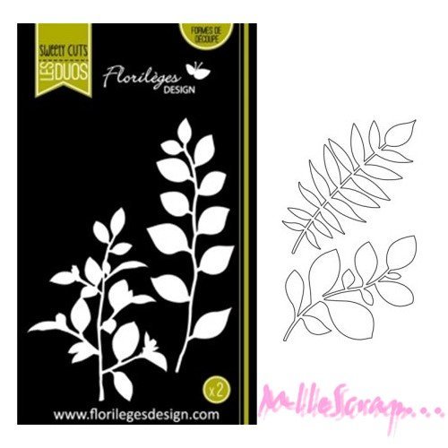 Die cut ou forme de découpe florilèges design sweety cut "jolis feuillages" scrapbooking carterie big shot - 2 pièces