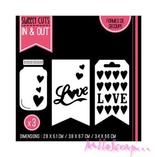 Die cut ou formes de découpe florilèges design sweety cut "plein d'amour" scrapbooking carterie - 3 pièces