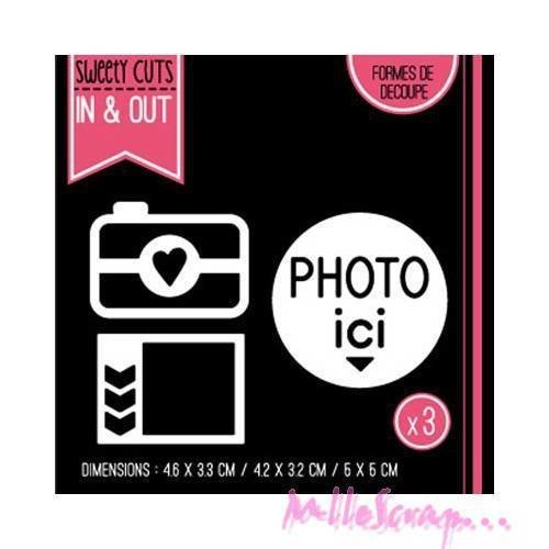 Die cut ou formes de découpe florilèges design sweety cut "photo ici" scrapbooking carterie big shot - 3 pièces