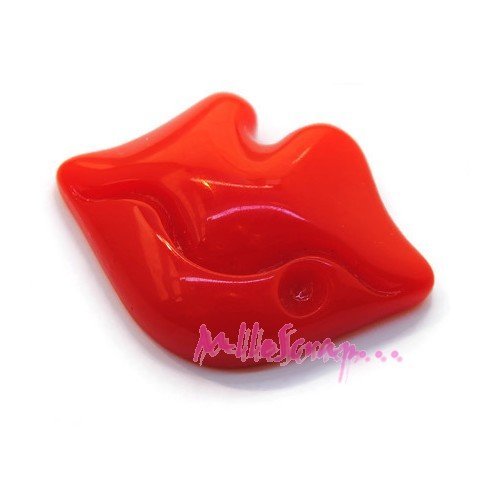 Cabochon bouche résine rouge embellissement scrapbooking bijoux diy - 1 pièce