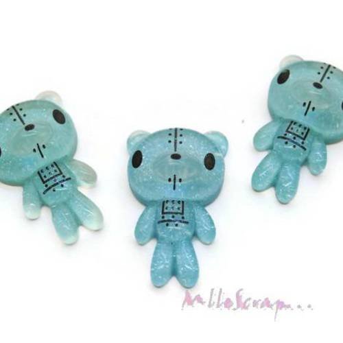 Oursons cabochons résine embellissement scrapbooking carterie bijoux diy - 3 pièces