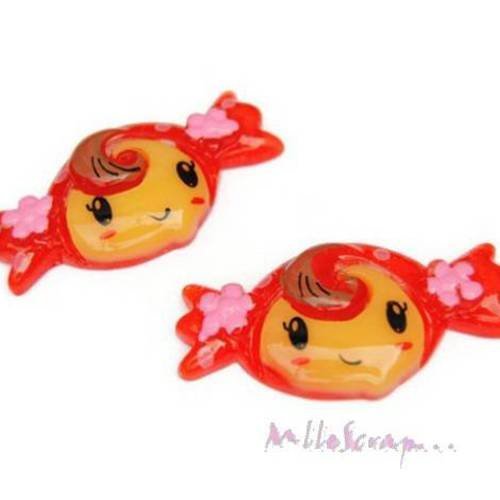 Petites filles "bonbon" cabochons résine embellissement scrapbooking carterie bijoux diy - 2 pièces