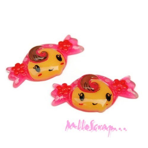 Petites filles "bonbon" cabochons résine embellissement scrapbooking carterie bijoux diy - 2 pièces