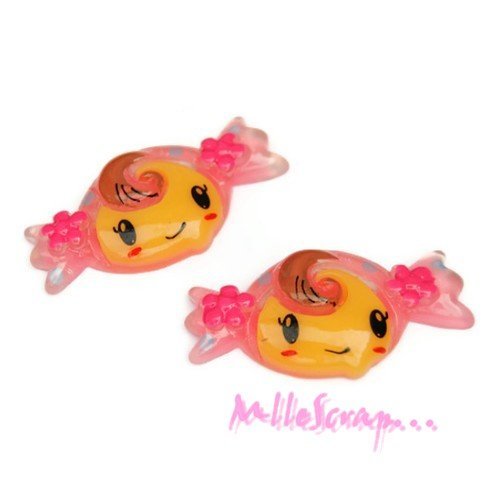 Petites filles "bonbon" cabochons résine embellissement scrapbooking carterie bijoux diy - 2 pièces
