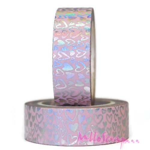 Masking tape petits coeurs embellissement scrapbooking journaling diy - 10 mètres