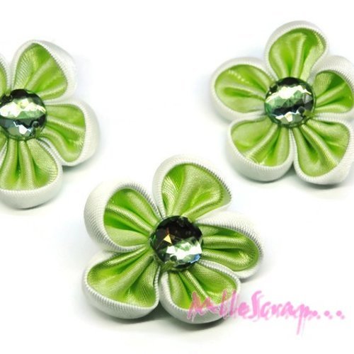 Fleurs appliques tissu strass embellissement scrapbooking carterie couture diy - 3 pièces