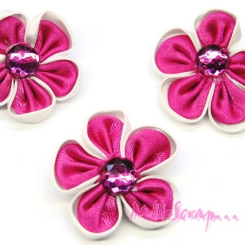 Fleurs appliques tissu strass embellissement scrapbooking carterie couture diy - 3 pièces