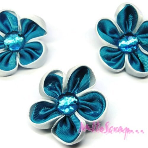 Fleurs appliques tissu strass embellissement scrapbooking carterie couture diy - 3 pièces