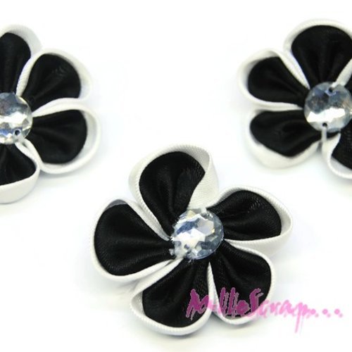 Fleurs appliques tissu strass embellissement scrapbooking carterie couture diy - 3 pièces