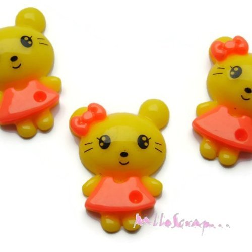 Cabochons souris résine embellissements scrapbooking carterie bijoux diy - 3 pièces