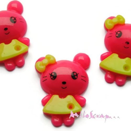 Cabochons souris résine embellissements scrapbooking carterie bijoux diy - 3 pièces