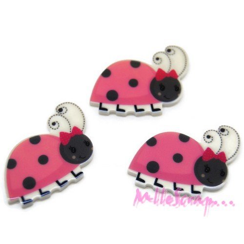 Cabochons coccinelles résine embellissement scrapbooking carterie bijoux diy - 3 pièces