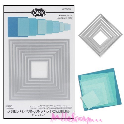 Die cut framelits carrés sizzix scrapbooking carterie journaling bullet journal diy - 8 dies