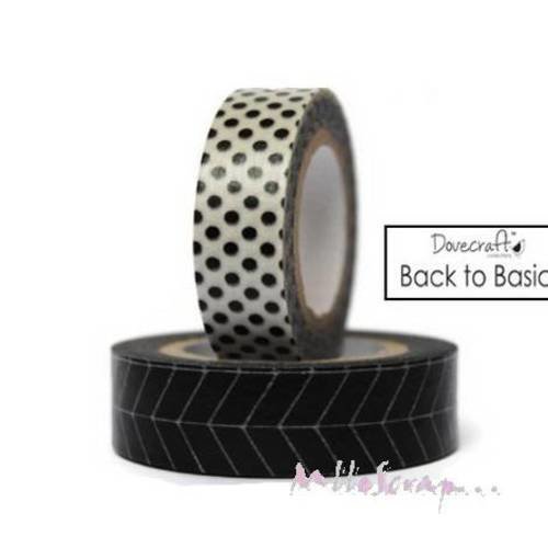 Masking tape noir autocollant embellissement scrapbooking carterie journaling diy - 2 rouleaux