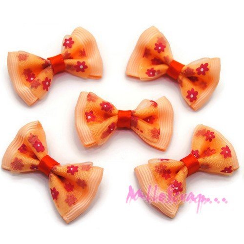 Noeuds appliques tissu fleuris embellissement scrapbooking carterie couture diy - 5 pièces