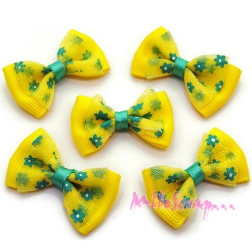 Noeuds appliques tissu fleuris embellissement scrapbooking carterie couture diy - 5 pièces