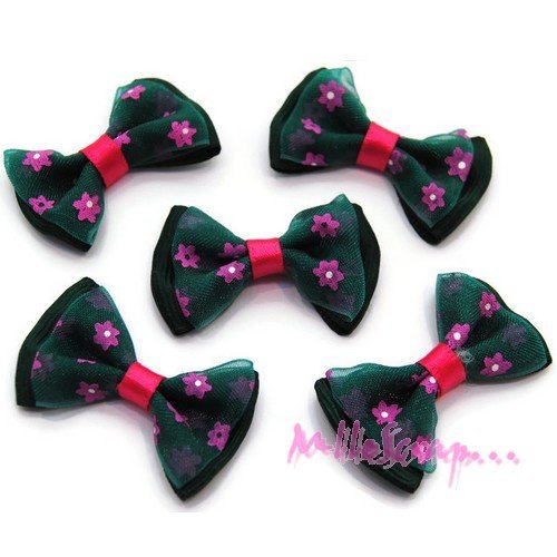 Noeuds appliques tissu fleuris embellissement scrapbooking carterie couture diy - 5 pièces