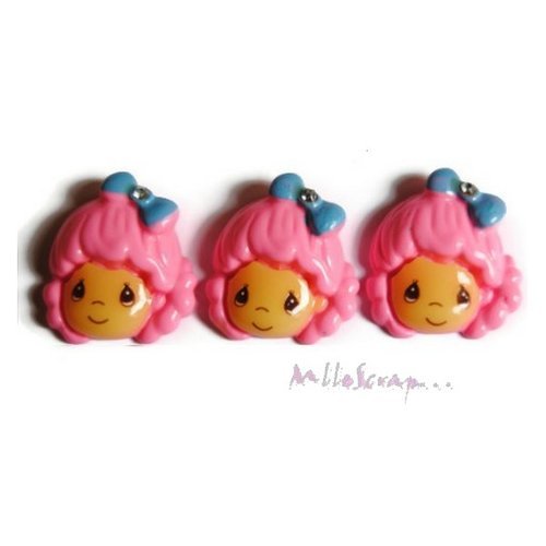 Petites filles cabochons résine embellissement scrapbooking carterie bijoux diy - 3 pièces