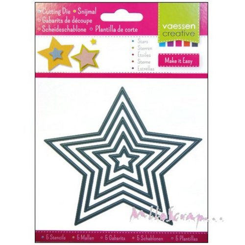 Die cut ou gabarits de découpe étoiles scrapbooking carterie journaling diy - 5 pièces