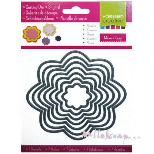 Die cut ou gabarits de découpe fleurs scrapbooking carterie journaling diy - 7 pièces